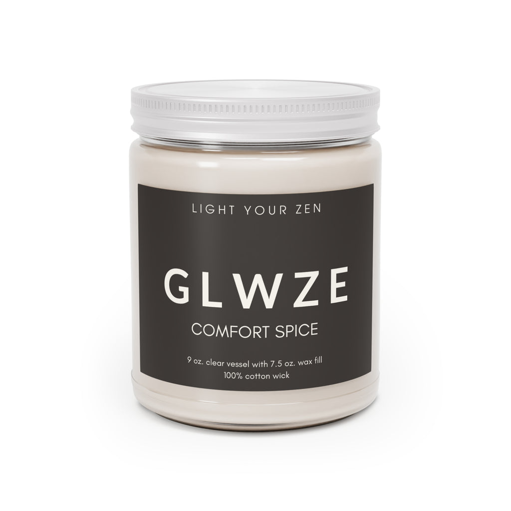 Candle jar labeled Comfort Spice