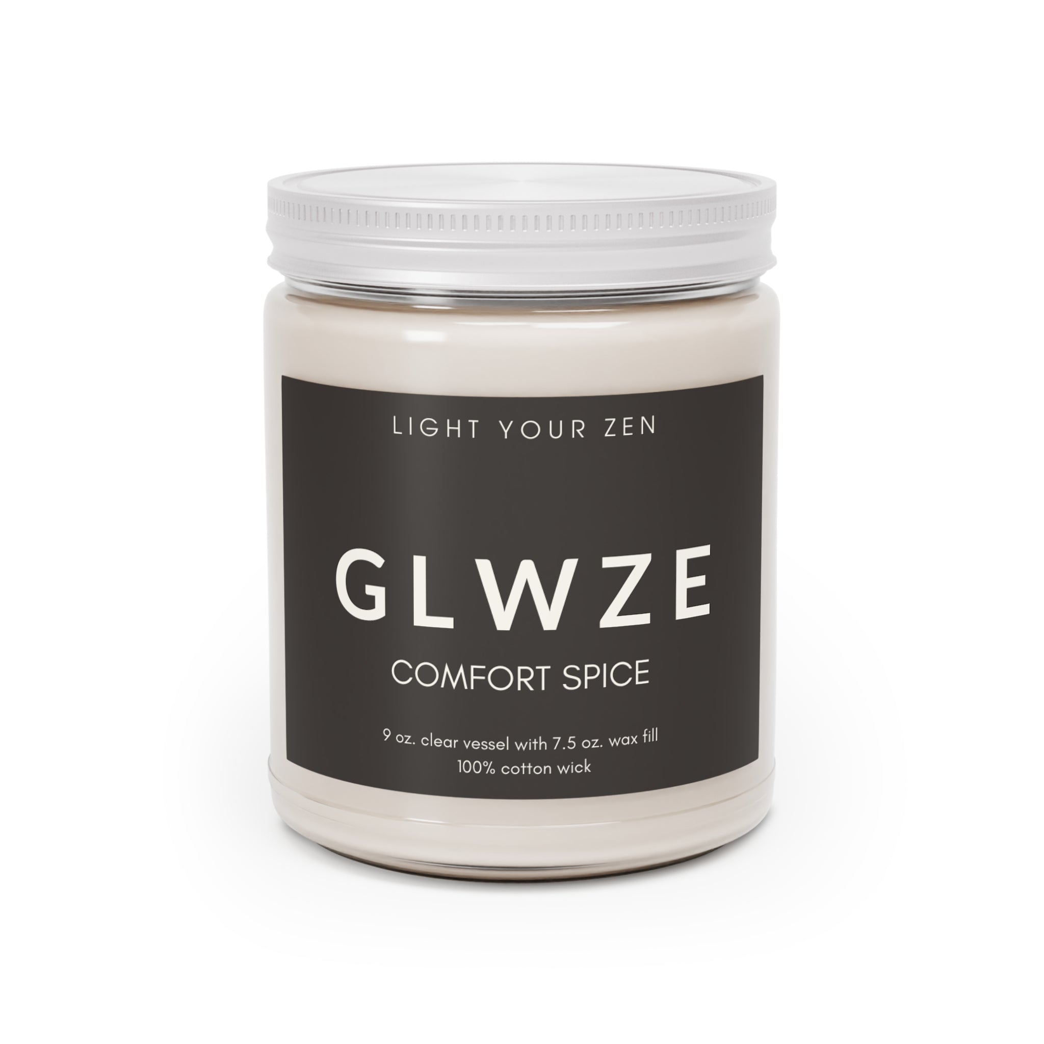 Candle jar labeled Comfort Spice